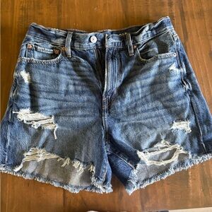 American Eagle Outfitters Blue Distressed Jean Shorts